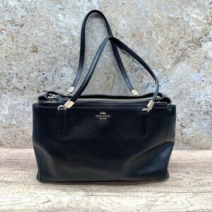 Coach Shoulder Crossbody Bag Womens Black Leather Inner Pockets Removal Straps